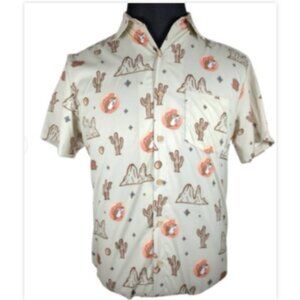 Buc-ee’s Desert Print Quick Dry Button Down Shirt Mens Sm Hawaiian Short Sleeve